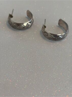Vintage Y2K Sterling Cut Hoops
